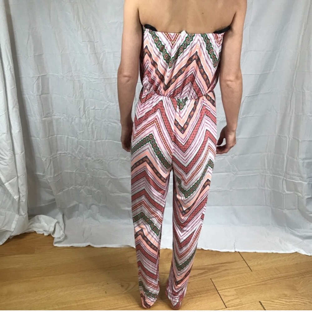 Pink Chevron Strapless Jumpsuit - Picture 4 of 4